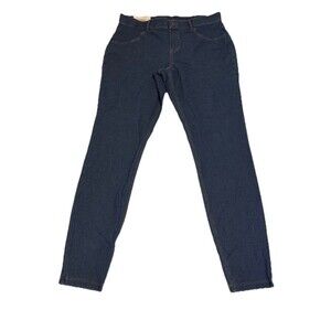 HUE Skinny Jeans Midrise Stretch Comfort Pull-On Blue Women Large New Elastic Wa